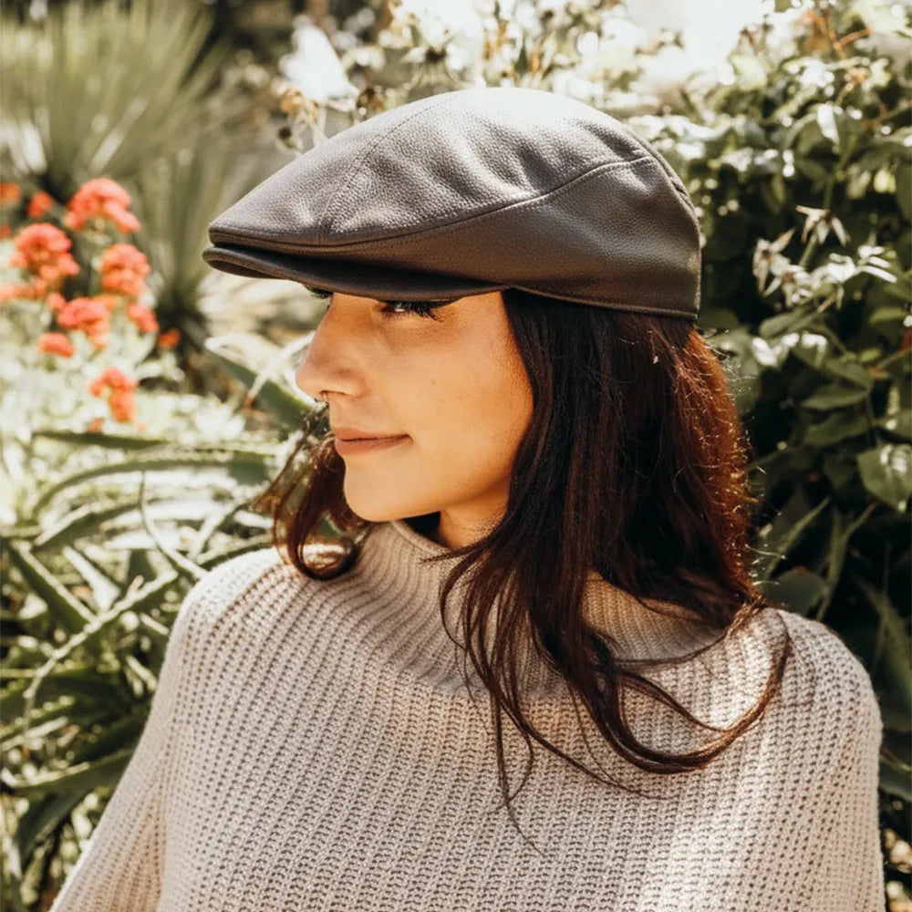 Bookie | Womens Leather Flat Cap
