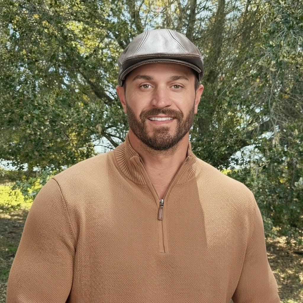 Bookie | Mens Leather Flat Cap