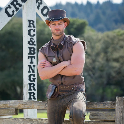 El Dorado SR2 | Mens Leather Top Hat with SR2 Hat Band