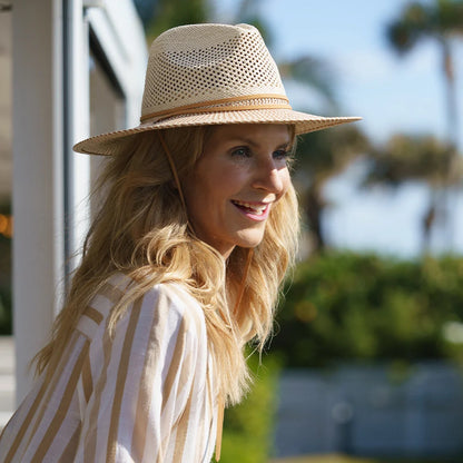 Ezra | Womens Wide Brim Straw Panama Sun Hat