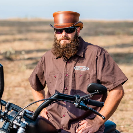 Hampton | Mens Leather Top Hat with Leather Hat Band