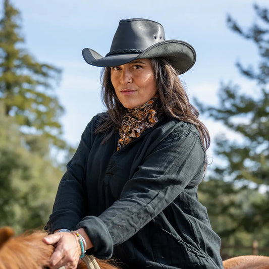Hollywood Black | Womens Black Leather Cowgirl Hat