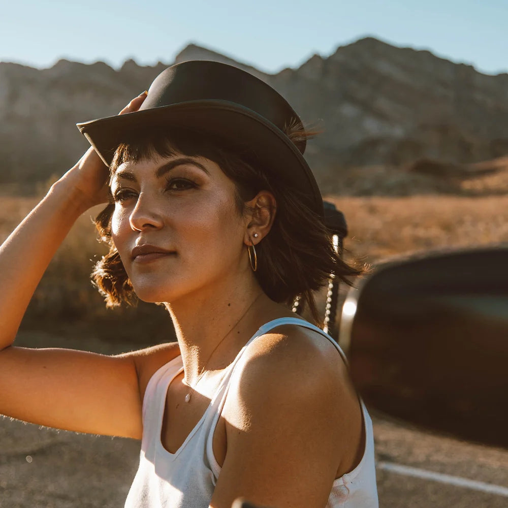 Marlow LT | Womens Leather Top Hat with LT Hat Band