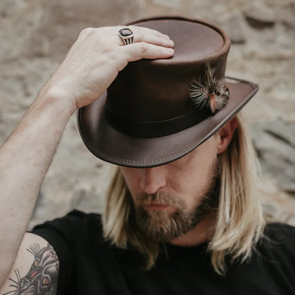 Marlow LT | Mens Leather Top Hat with LT Hat Band