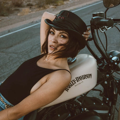 Marlow Lil Evil | Womens Leather Top Hat with Lil Evil Hat Band