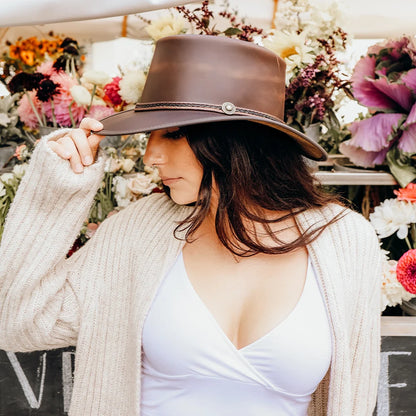 Midnight Rider | Womens Leather Outback Hat