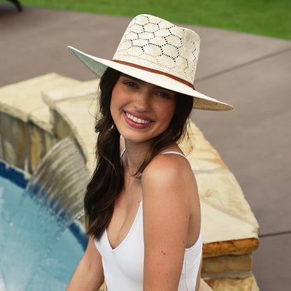 Mira | Womens Glazed Two Tone Toyo Straw Outback Hat