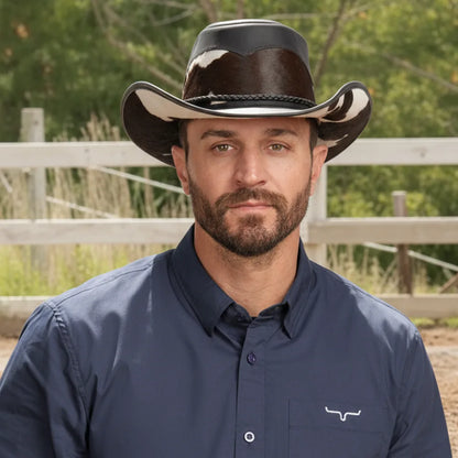 Pinto | Mens Leather Cowboy Hat with Calf Accents