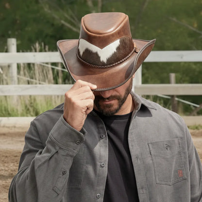 Pinto | Mens Leather Cowboy Hat with Calf Accents