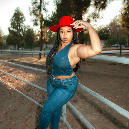 Rancher | Womens Wide Brim Felt Fedora Hat