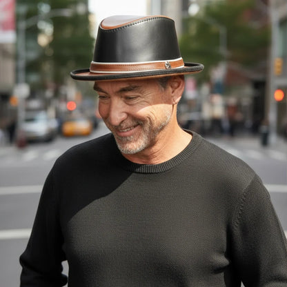Rocky | Mens Leather Fedora Hat