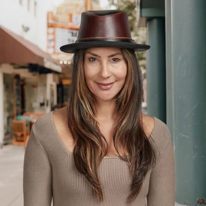 Rocky | Womens Leather Fedora Hat