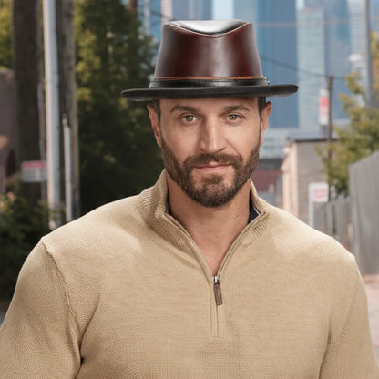 Rocky | Mens Leather Fedora Hat