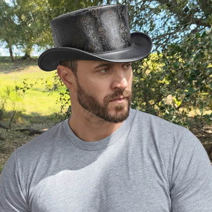Royal Skull | Mens Leather Top Hat
