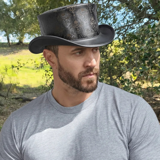 Royal Skull | Mens Leather Top Hat