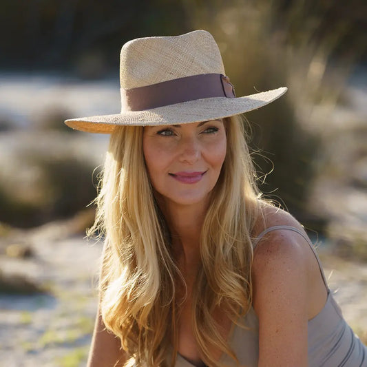 Sorrento | Womens Woven Bao Straw Teardrop Fedora Hat