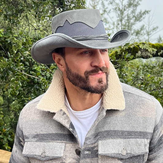 Stampede | Mens Cowhide Leather Cowboy Hat with Mesh Sides