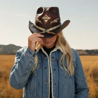 Storm | Womens Leather and Rattlesnake Cowgirl Hat