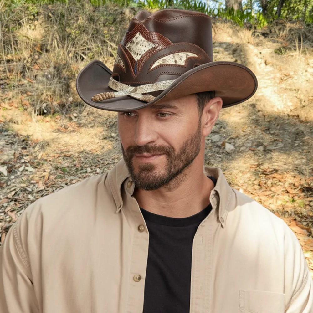 Storm | Mens Leather and Rattlesnake Cowboy Hat