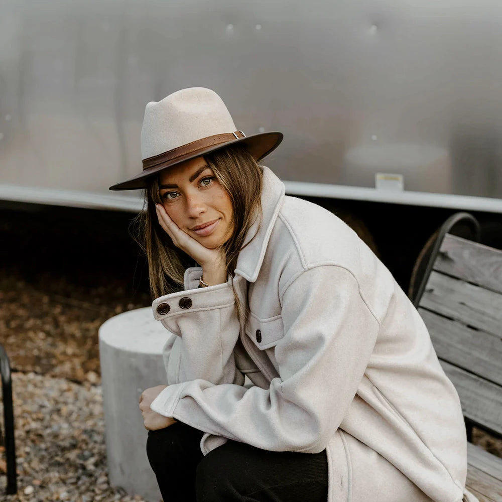 Summit | Womens Felt Leather Fedora Hat