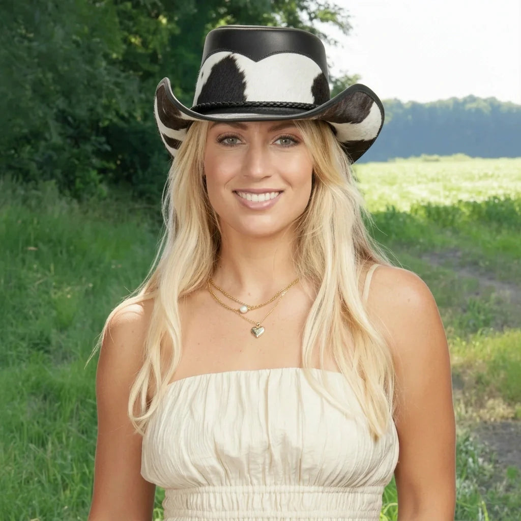 Pinto | Womens Leather Cowgirl Hat with Calf Accents