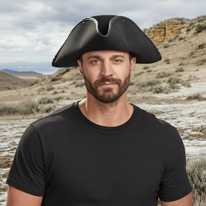 Blackbeard | Mens Tricorne Leather Pirate Hat
