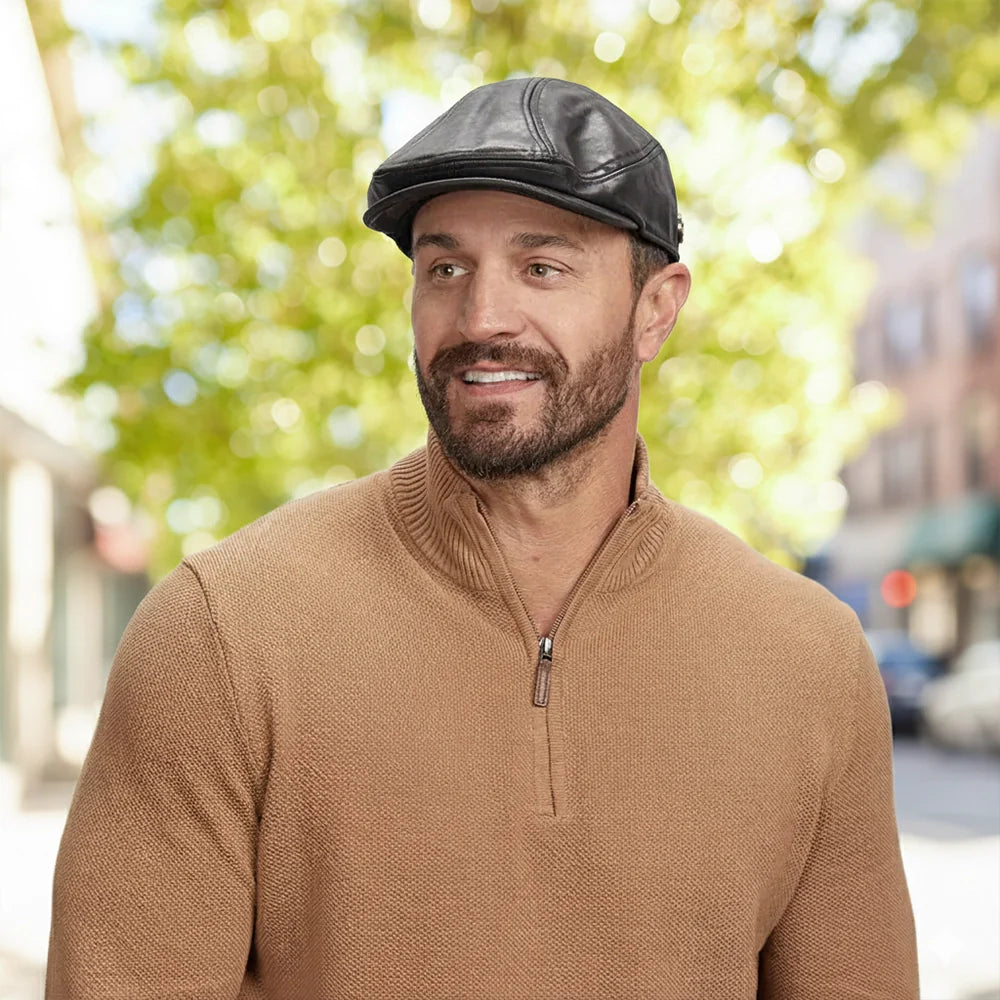 Bookie | Mens Leather Flat Cap