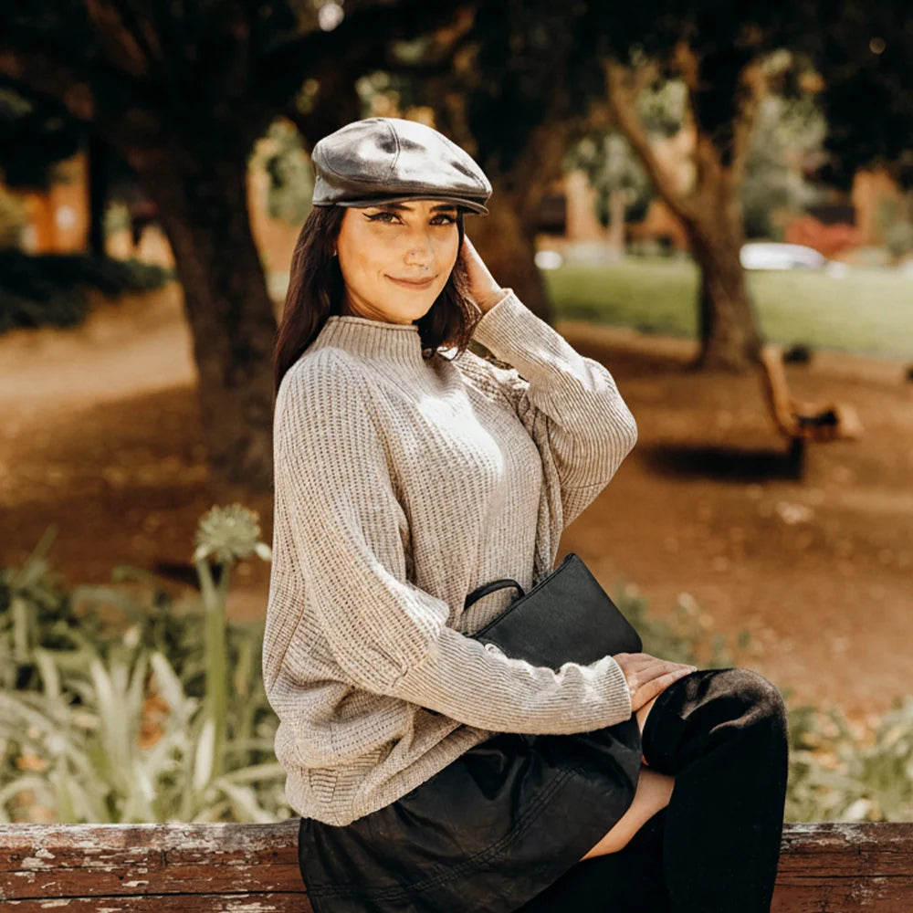Bookie | Womens Leather Flat Cap