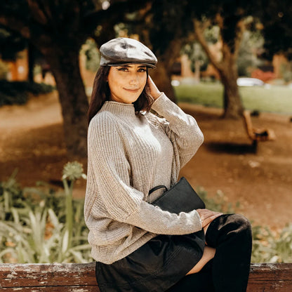 Bookie | Womens Leather Flat Cap
