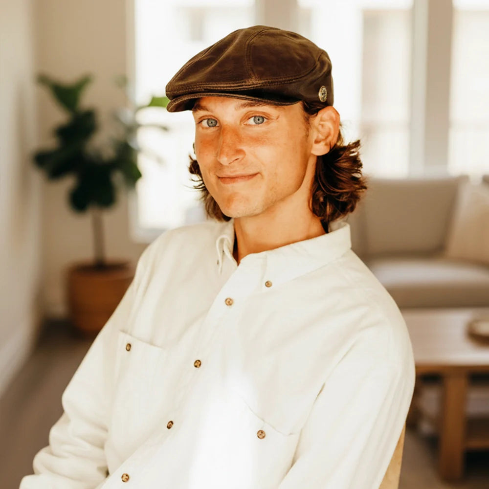Bookie | Mens Leather Flat Cap
