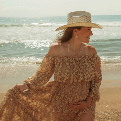 Cal | Womens Vented Crown Woven Bangora Straw Cowgirl Hat