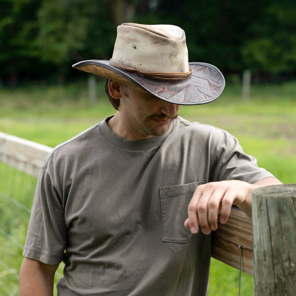 Calamity | Mens Distressed Genuine Leather Cowboy Hat