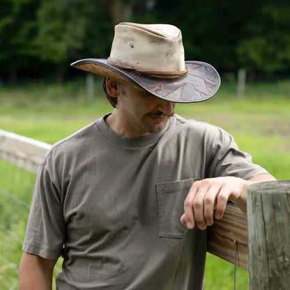 Calamity | Mens Distressed Genuine Leather Cowboy Hat