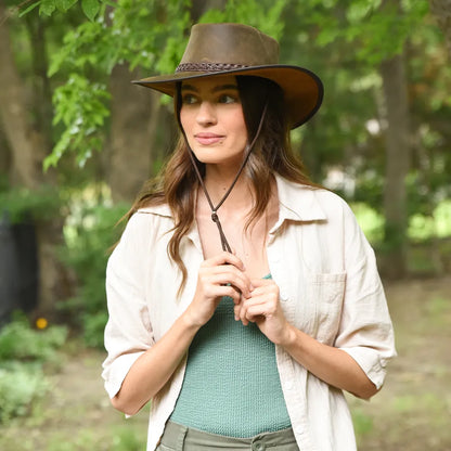 Crusher | Womens Leather Crushable Outback Hat