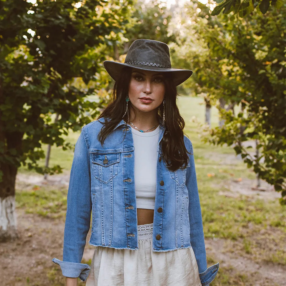 Crusher | Womens Leather Crushable Outback Hat