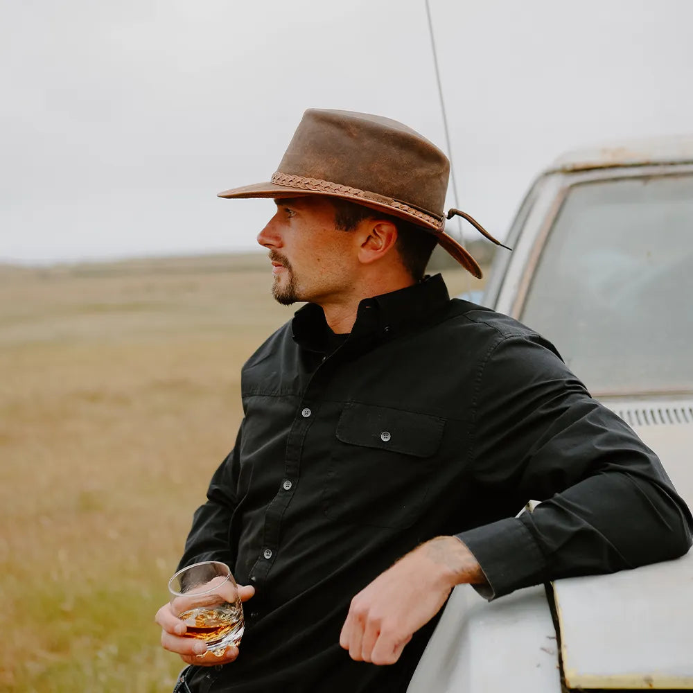 Crusher | Mens Crushable Leather Outback Hat