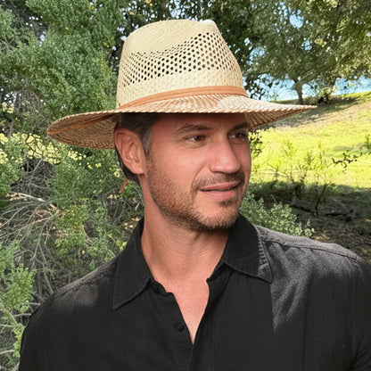 Ezra | Mens Wide Brim Straw Panama Sun Hat