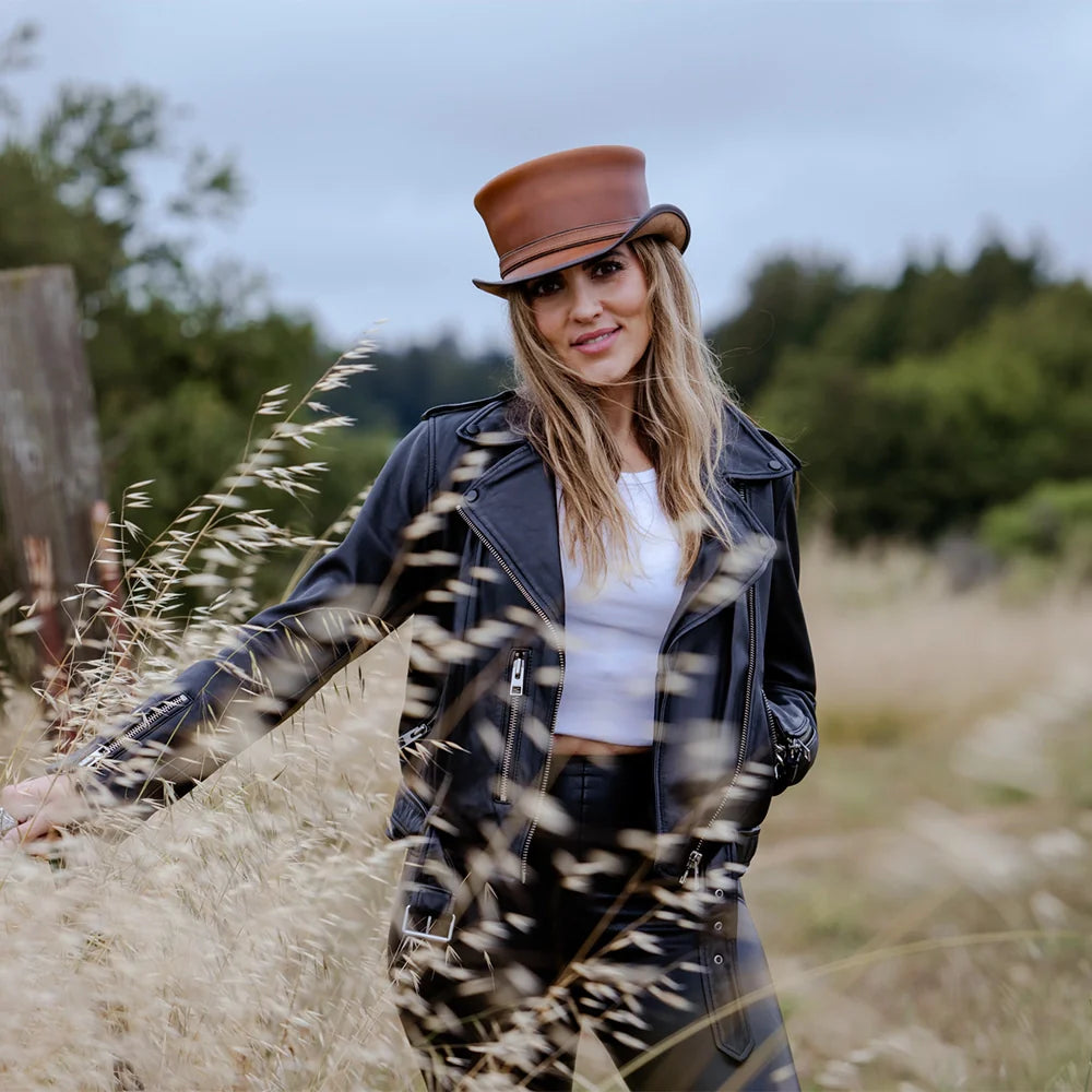 Hampton | Womens Leather Top Hat