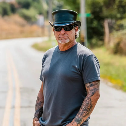 Hampton | Mens Leather Top Hat with Leather Hat Band