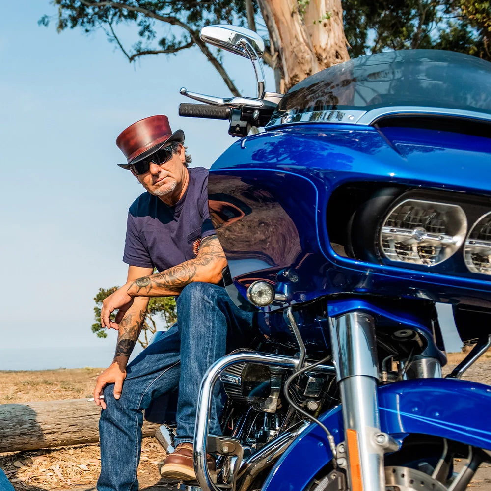 Hampton | Mens Leather Top Hat with Leather Hat Band