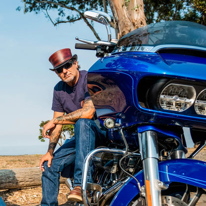 Hampton | Mens Leather Top Hat with Leather Hat Band