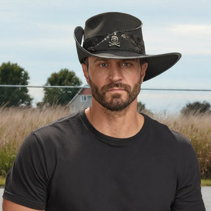Hook | Mens Black Suede Leather Cavalier Hat