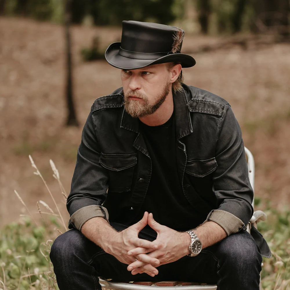 Marlow LT | Mens Leather Top Hat with LT Hat Band