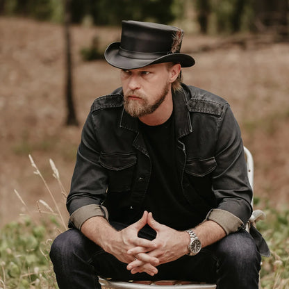 Marlow LT | Mens Leather Top Hat with LT Hat Band