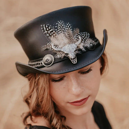 Marlow True Grit | Womens Leather Top Hat with True Grit Hat Band