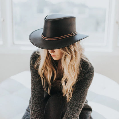 Midnight Rider | Womens Leather Outback Hat