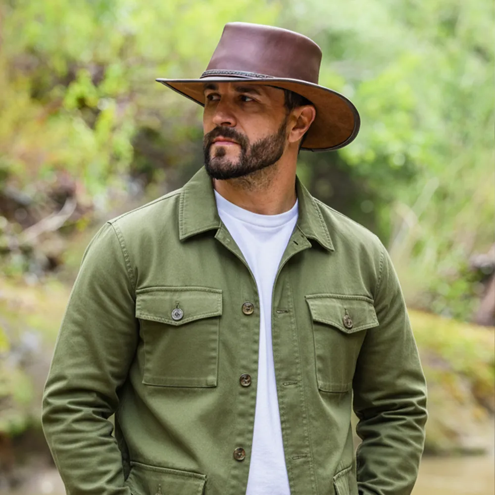 Midnight Rider | Mens Leather Outback Hat