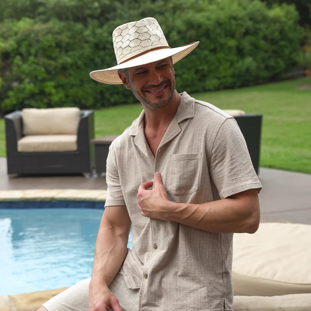 Mira | Mens Glazed Two Tone Toyo Straw Outback Hat