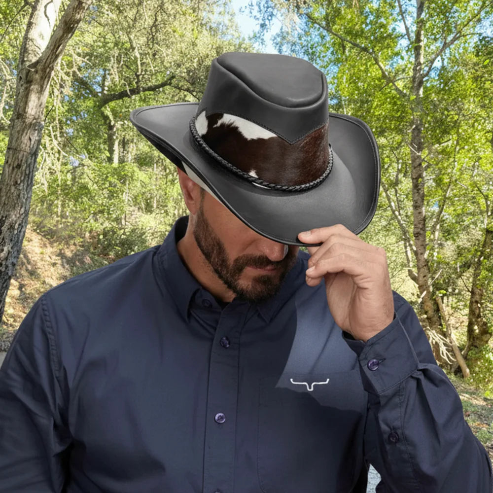 Pinto | Mens Leather Cowboy Hat with Calf Accents