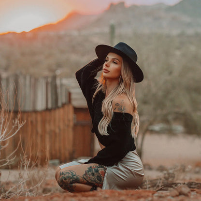 Rancher | Womens Wide Brim Felt Fedora Hat